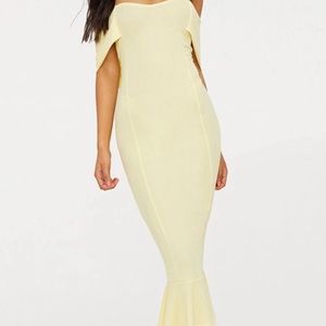 Pretty Little Thing Bardot Frill Hem midi dress